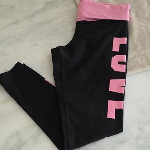 PINK Victoria's Secret Rare Black and Pink Leggings Lg